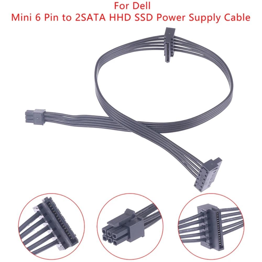 1‑to‑2 SATA Splitter Cable Mini 6 Pin‑Dual SATA Power Cord for Dell Motherboard HDD SSD Optical Drive DIY Desktop PC Hardware