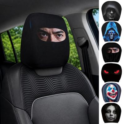 Забавные Мультяшные Чехлы на Подголовник Автомобиля Универсальные Дышащие Эластичные Подушки-Поддержка Шеи Сиденья Хэллоуин