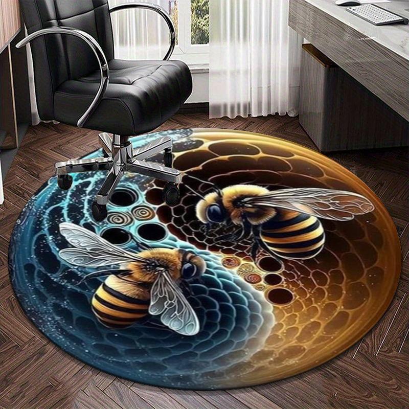 Bee Yin Yang Harmony round carpet Chair cushion Round Entryway Rug, Soft Round Rugs for Living Room, Bedroom, Circle Carpet decor gifts