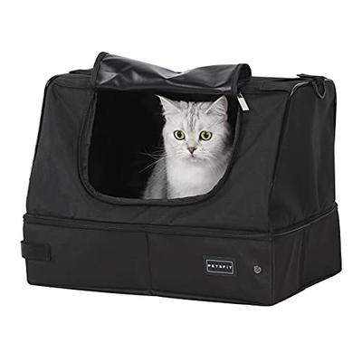 Складной лоток для кошек petsfit с защитой от протечек и устойчивой конструкцией, крышка, две моющиеся вставки, водонепроницаемый, двустороннее открытие и закрытие, портативный