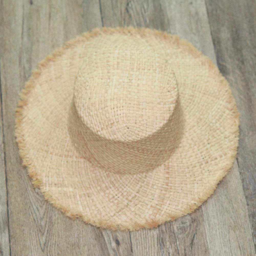 Women's concave-top, loose-brimmed Lafite beach hat, wide-brimmed sun hat, summer vacation sun hat