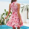 Платье без рукавов с цветочным принтом и принтом, женское летнее модное винтажное платье на шнуровке с высокой талией, женское элегантное облегающее повседневное платье трапециевидной формы 24502