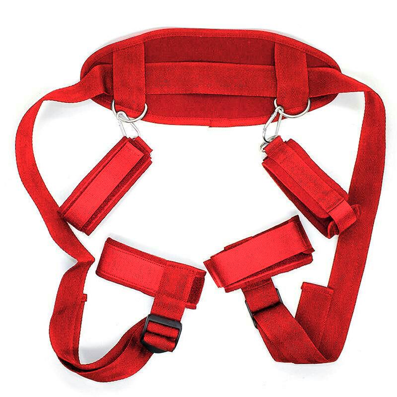 Couples Sex BDSM Flirting Tied Legs Handcuffs Neck Ankle Toys Bondage Restraints Harness Adjustable Open Chastity Adult Games 18