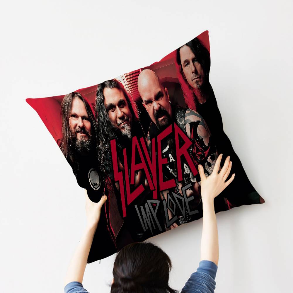 Подушка с изображением группы S-Slayer K-Kerry King 45*45см Наволочка Декоративная Наволочка для Домашней Подушки на Диван