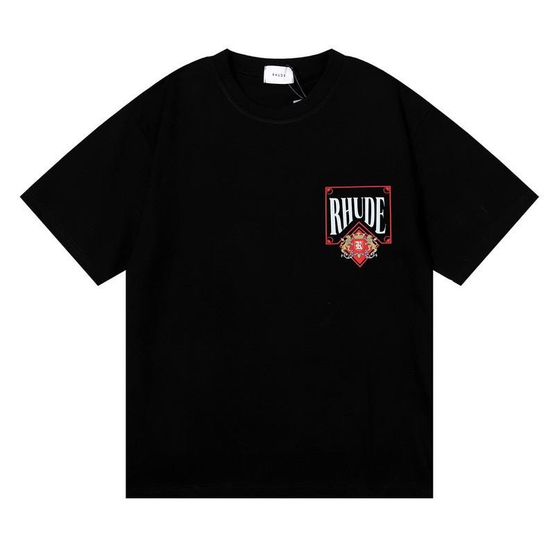 RHUDE Poker Print Cotton T-Shirt Men Women High Street Casual Top Everyday Wear