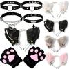 1 Set Cute Cat Ear Hair Wear Claw Gloves Girls Anime Cosplay Costume Plush Bell Cat Fur Ear Hairband Night Party Club Headbands
