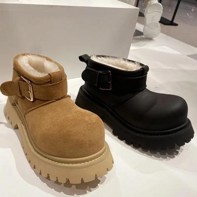 Женские утепленные плюшевые зимние ботинки с толстой подошвой, нескользящие зимние ботинки с хлопковой подкладкой, женские повседневные ботинки на платформе для отдыха на открытом воздухе