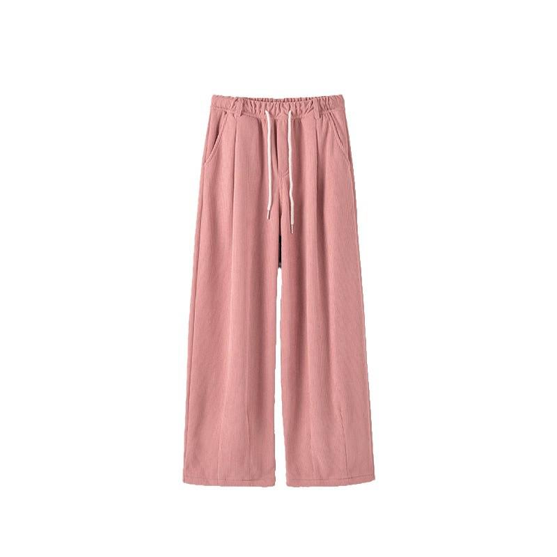 Женские желтые вельветовые брюки широкого кроя - осень/зима 2025 года, бархат, свободный прямой повседневный стиль