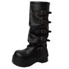 Vintage European and American versatile belt buckle pleated women's stacking boots autumn and winter thick-soled sleeve fashion boots thick-heeled le