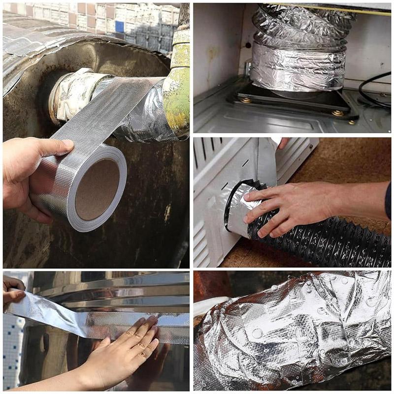 Алюминиевая фольгированная лента HVAC Термостойкая лента Термостойкий материал Защитный Тепловой барьер С клейкой основой Теплоотражающая лента 10 метров Стекловолокно