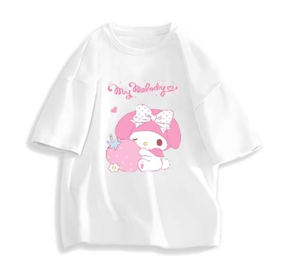 2026 Новая Мода Круглый Вырез Короткий Рукав Футболка Весна Лето Sanrio My Melody Женская Футболка Унисекс Модный Милый Топ Одежда