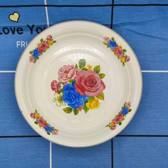 Обеденная тарелка, фарфоровая тарелка большой емкости с цветочным узором, изящная закуска, сервировка еды, эмалированное блюдо