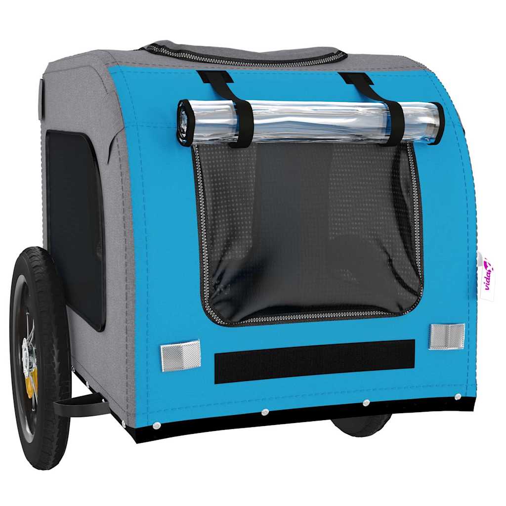 Bicycle Trailer for Dogs Blue and Grey Oxford Fabric and Iron
