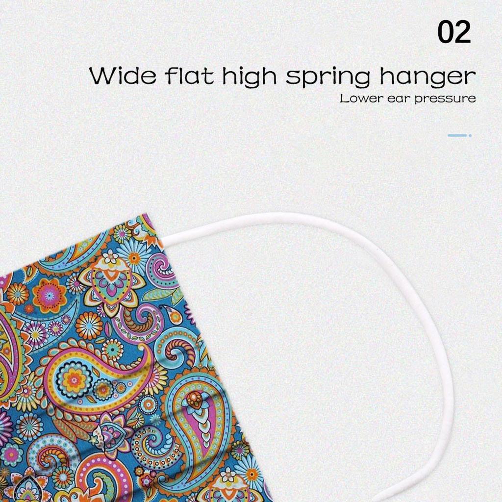 Маска для взрослых, 20 шт., одноразовая маска для лица с принтом пейсли, промышленная 3-слойная ушная петля