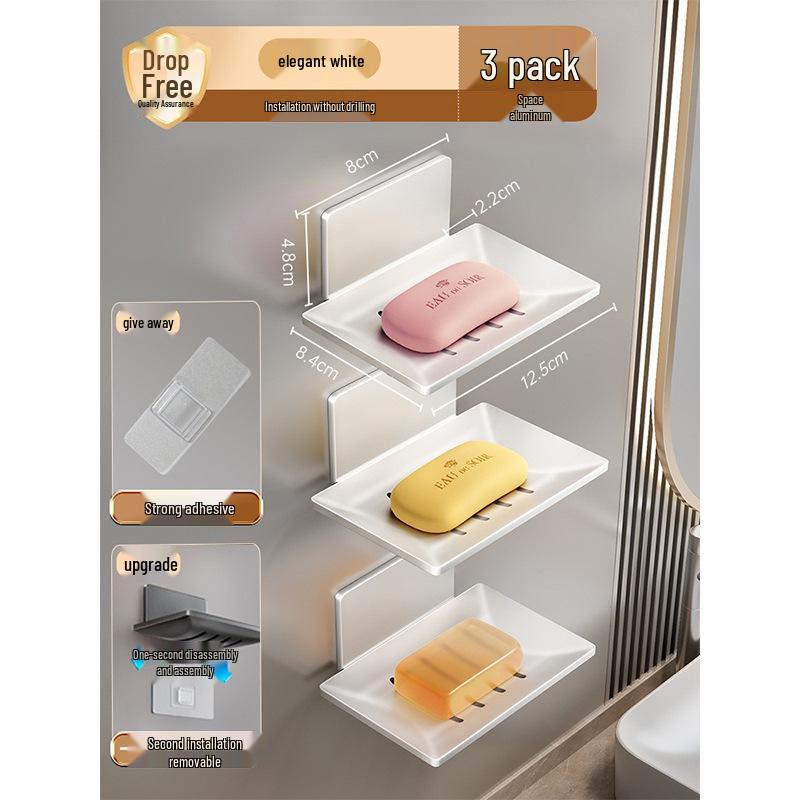 Алюминиевая настенная мыльница цвета «оружейный серый» - Креативный сливной держатель без сверления для хранения в ванной комнате