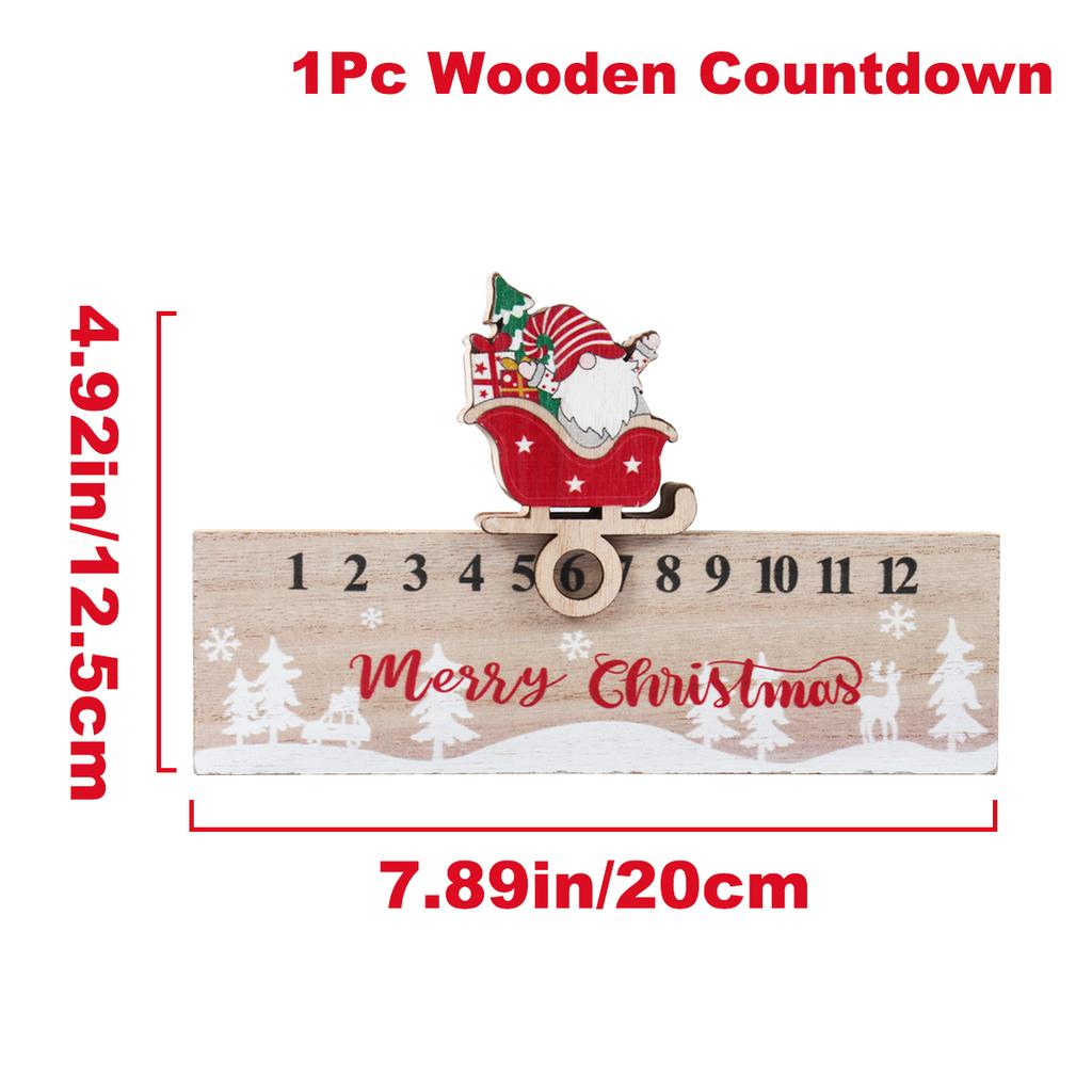 Рождественский Адвент-календарь Новый год 2024 Деревянный Санта-Клаус Раздвижной календарь обратного отсчета Украшение Настольный рождественский подарок для вечеринки Декор для дома