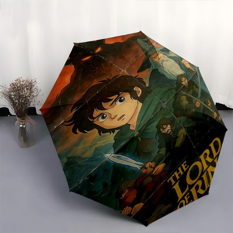 1pc Lord of the Rings Automatic Folding Umbrella - Compact 8-Rib Design, Durable Plastic & Iron1348L