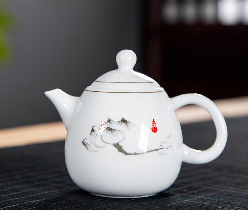 High Quality White Porcelain Teapot Exquisite Enamel Color Teapot With Tea Strainer Handmade Ceramics Teaware Tea Set