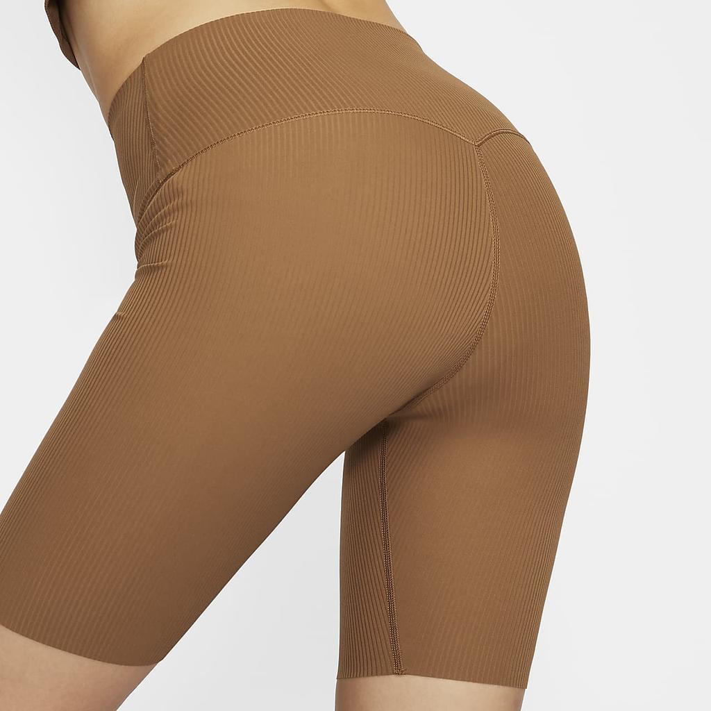 Nike Zenvy Однотонные Удобные Шорты для Велоспорта Низкой Интенсивности Быстросохнущие с Высокой Посадкой Женские шорты Светло-Коричневый HF1415281