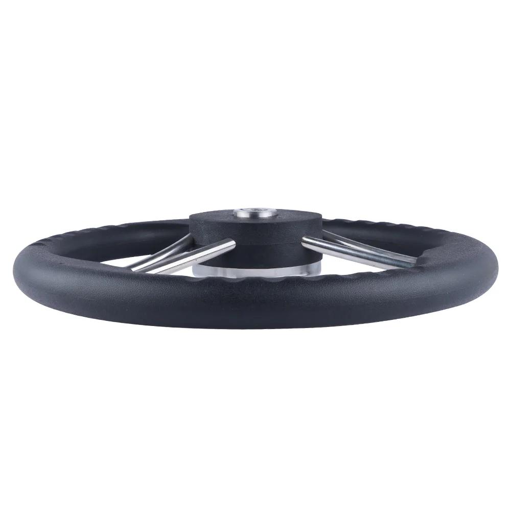 High-Quality Marine Steering Wheel - 3 Spoke Stainless Steel Boat Accessory with Comfortable Black Foam Grip
