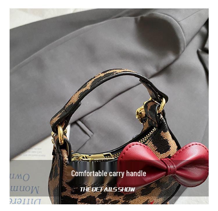 Мини-сумочка с леопардовым принтом и мини-бантом для девочек: Сумка кроссбоди на плечо Осень/Зима