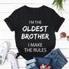 Наряд старшего брата Я устанавливаю правила Соответствие смешной футболки с братом для мужчин Модная трендовая футболка Футболка с круглым вырезом Повседневная футболка