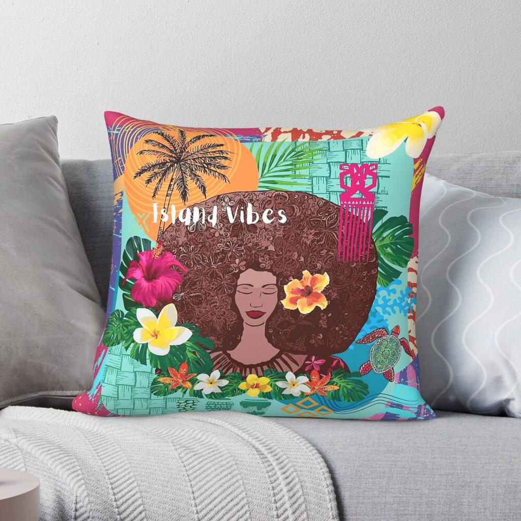Tropical Island Vibes Square Pillowcase Polyester Linen Velvet Printed Decorative Pillow Case Sofa Cushion Cover Wholesale x