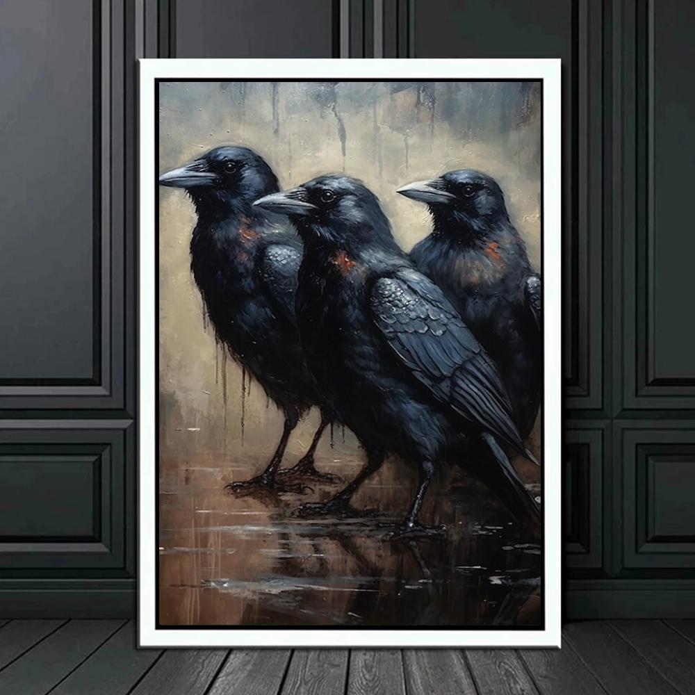 Dark Academy Art Wall Poster Victoria Crow Witch Ghost Halloween Background Decoration Gothic Image Printing Canvas Painting