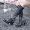 Женские сапоги с круглым носком, высокие сапоги, винтажные сапоги для езды на мотоцикле