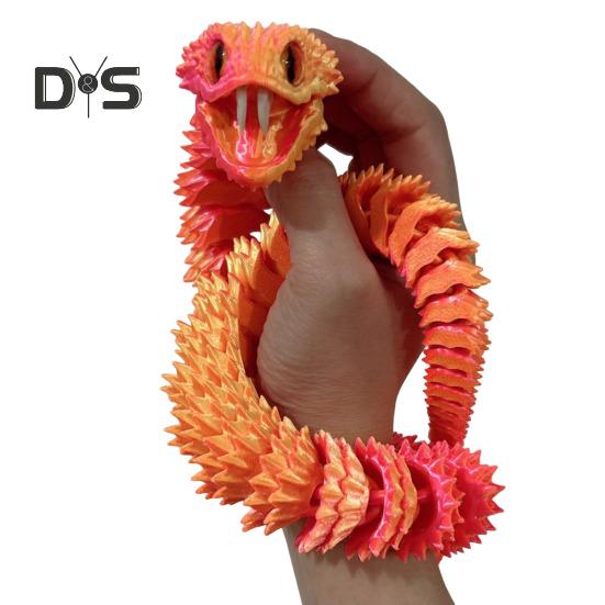 3D Printed Snake Toy Articulated Snake with Openable Mouth And Retractable Teeth Flexible Fidget Snake Toy for Adults Kids