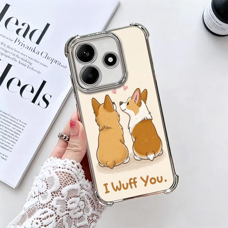 Corgi Dog Cute Plating Phone Case For Xiaomi Redmi Note 14 15 Pro Plus 13 12 11 11S 11T 10 9S 9 5G Anti-Fall Airabag Cover