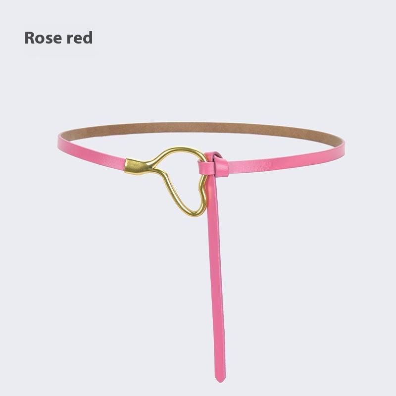 Женский кожаный ремень с узлом и украшением под рубашку, простой и универсальный тонкий ремень из чистой коровьей кожи