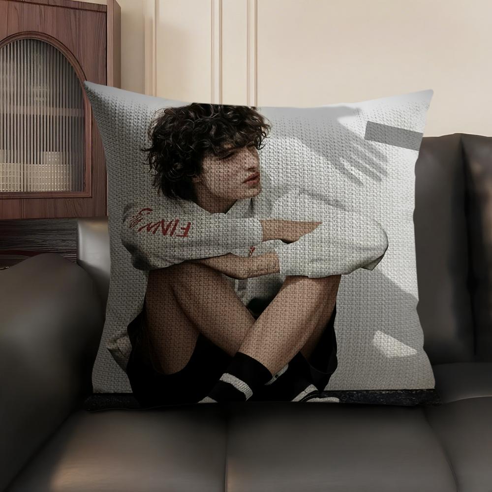 Actor FFinn WWolfhard Cushion Cover Natural Linen Organic Fabric DoubleSided Printing Sofa Home Decor Gift Pillow Case