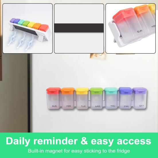 Магнитный еженедельный органайзер для таблеток, портативный дорожный футляр для таблеток, дозатор лекарств для ежедневного приема