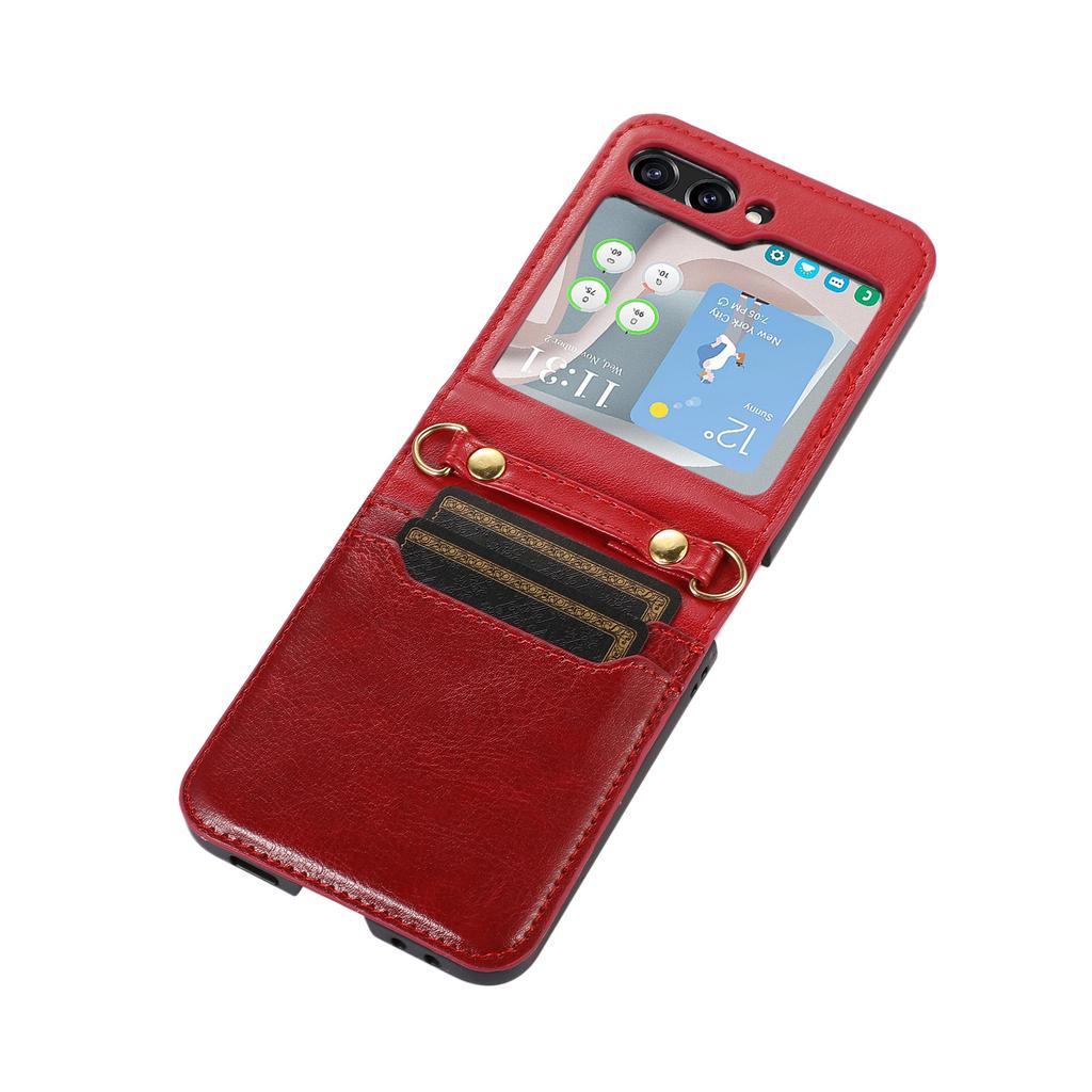 Applicable to Samsung Z Flip5Phone case foldable Flip4Crossbody phone case with card slot protection
