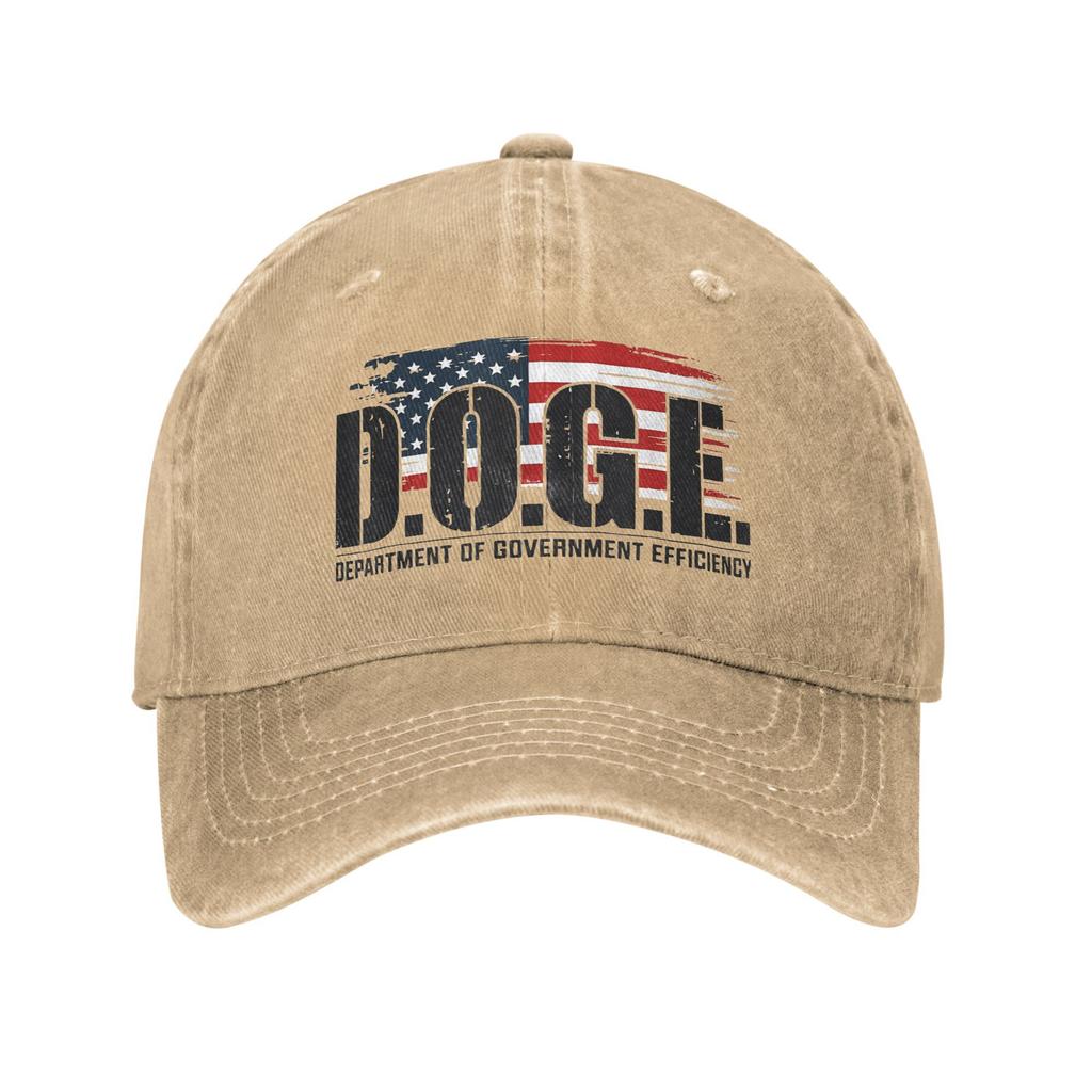 DOGE D.O.G.E. Департамент Правительственной Эффективности Бейсболки Потертая Выстиранная Повседневная Уличная Дорожная Регулируемая Кепка Снэпбэк