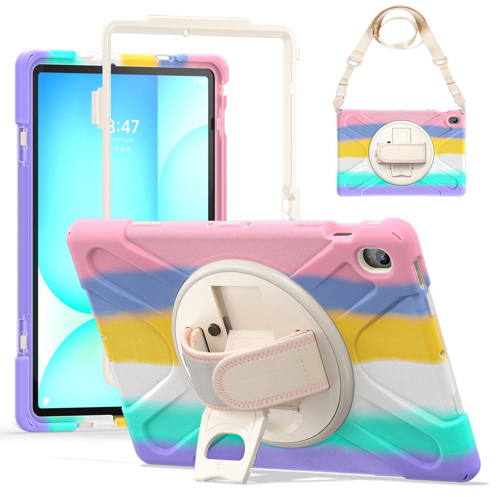 Чехол-подставка для Samsung Galaxy Tab S10 FE+ SM-X620/SM-X626B, ТПУ ПК силиконовая накладка для планшета с плечевым ремнем