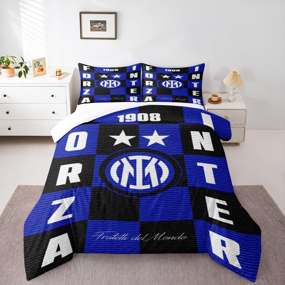 "Blue Black Inter 1908 Logo Bedding setBedding set (1 duvet cover, 2 pillowcases, duvet not included)