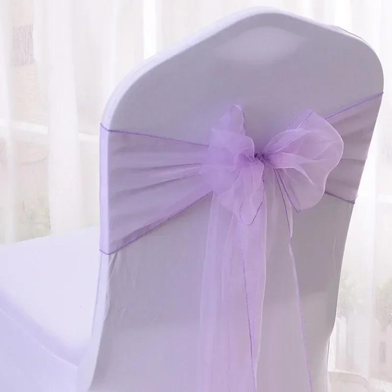 25Pcs Chairs Sashes for Wedding Chair Covers Chair Bow Sashes Chairs Ribbons for Party Ceremony Wedding Chair Decoration