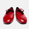 Fashion Woman Red Mary Jane Shoes 2024 Summer Chic Faux Patent Leather Flats Womens Fashion Round Toe Buckle Strap Single Shoes