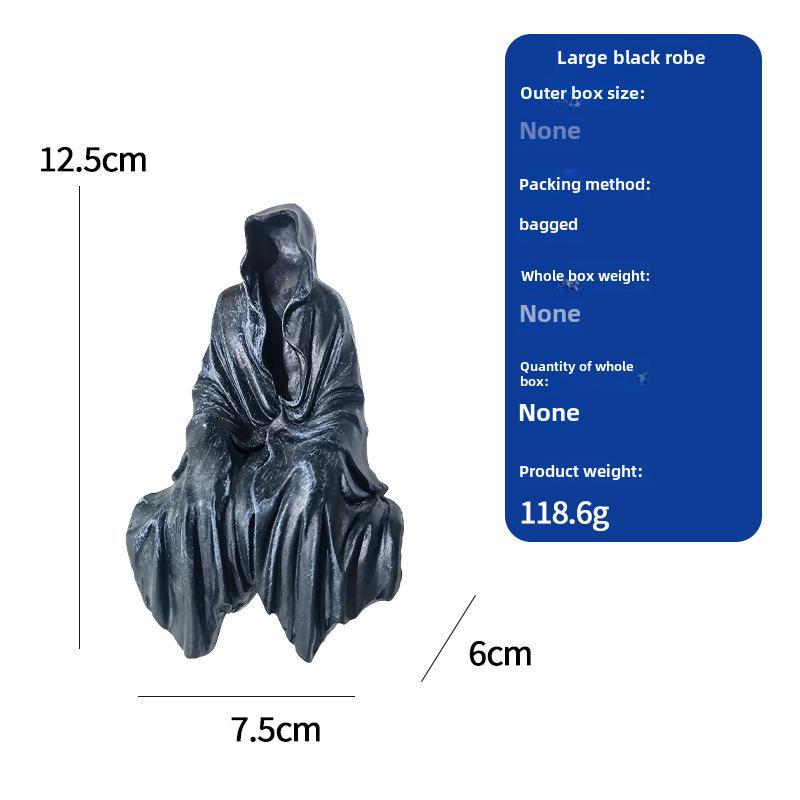 Gothic Black Robe Brother Mysterious Lord Desk Ornament