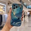 Чехол для телефона Galaxy Golden Whale Ocean с волнистым краем для iPhone 16 15 14 Pro Max 13 12 11 Mini XR XS SE 2020 7 8 Plus Air Cover