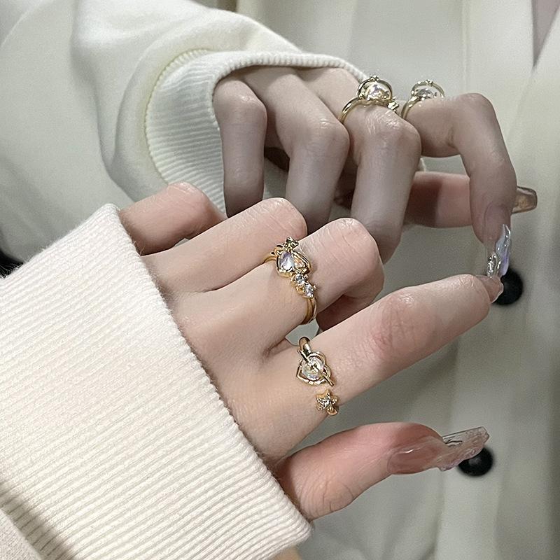Кольцо на указательный палец The Same Love Moonstone, Женская модная волна, Нишевый дизайн с холодным ветром