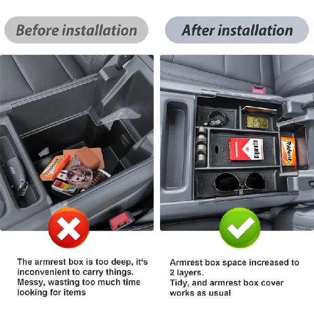 For 2024-2025 Chevy Silverado EV Work Truck (WT) Center Console Car Armrest Storage Box Tray Center Console Organizer Car Box