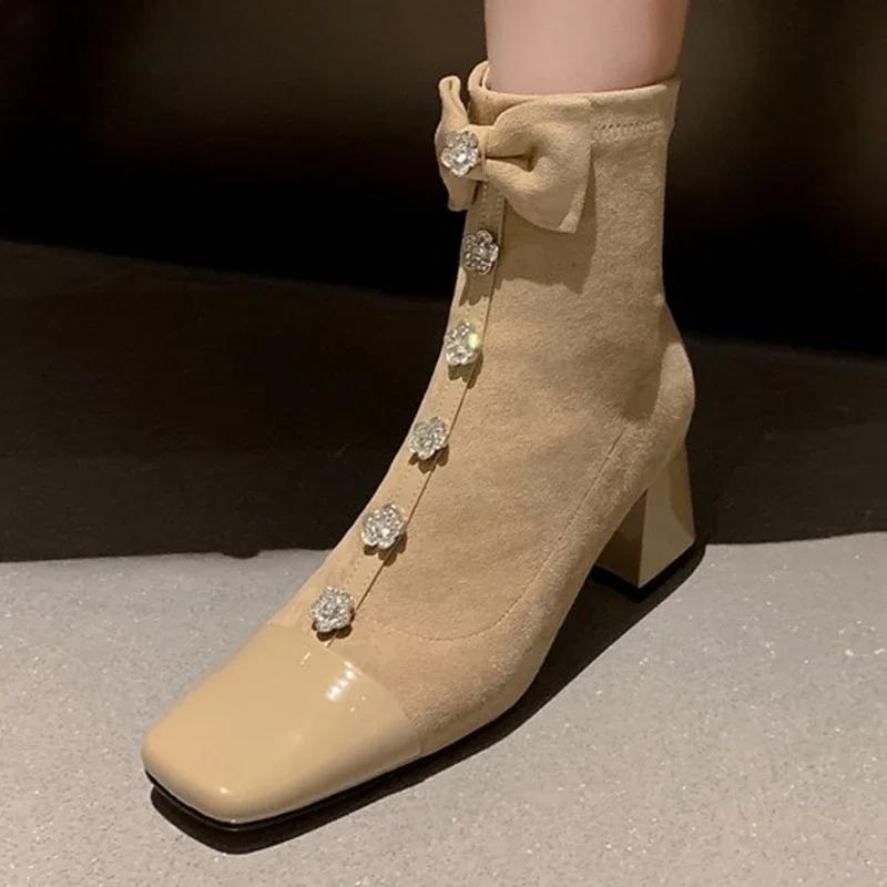 Suede Women Ankle Boots High Heels Chunky Shoes Woman 2025 Trend Winter Fashion New Brand Casual Walking Cozy Punk Female Botas
