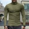 Men's Pullover Mock Neck Long-Sleeve Top - Comfortable Daily Solid/Stripe Basic Base Layer