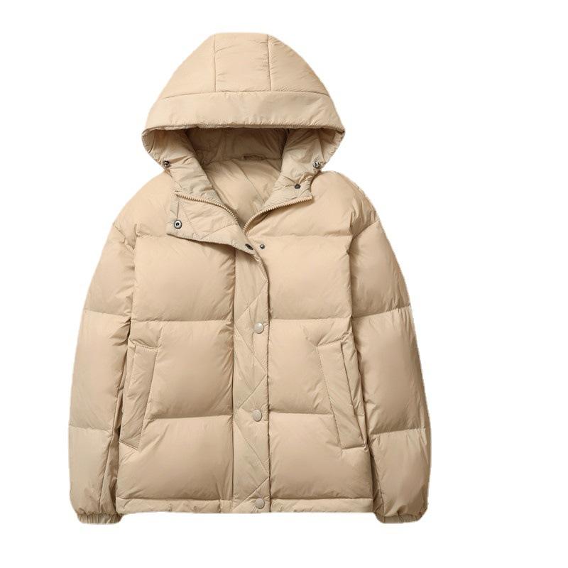 Hooded light and thin down jacket women's short winter clothing warm medium and thick loose design bread jacket large size outside