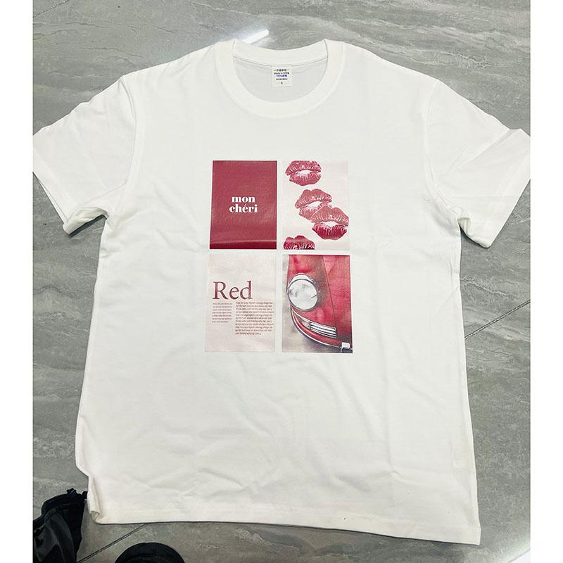 Printed Top Cotton Short Sleeved Round Neck T-shirt Women's Loose Fitting Pullover Versatile Daily Dressing Summer 2025 New Fashion