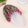 Reusable Shower Cap Leopard Zebra Dot Printing Double Layer Protection Waterproof Hair Hat with Elastic Band Makeup for Long