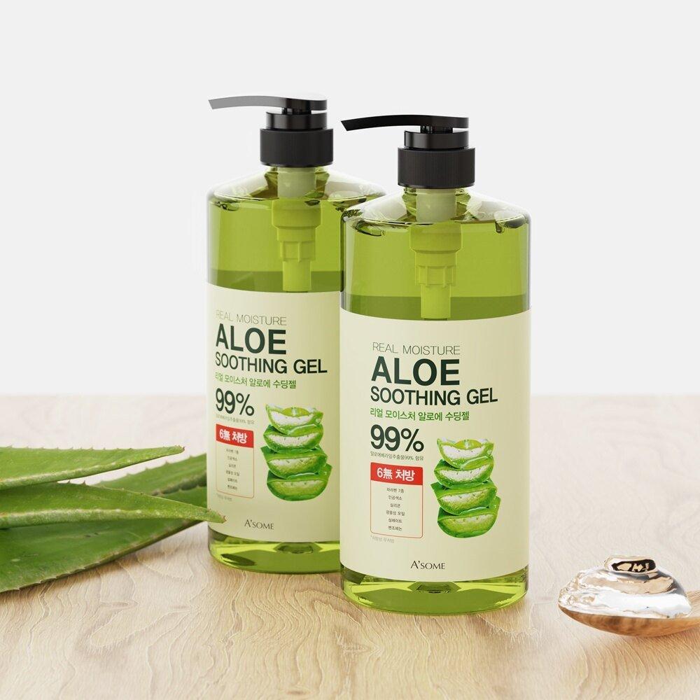 Успокаивающий гель с алоэ A'SOME Real Moisture 1000 мл x 2